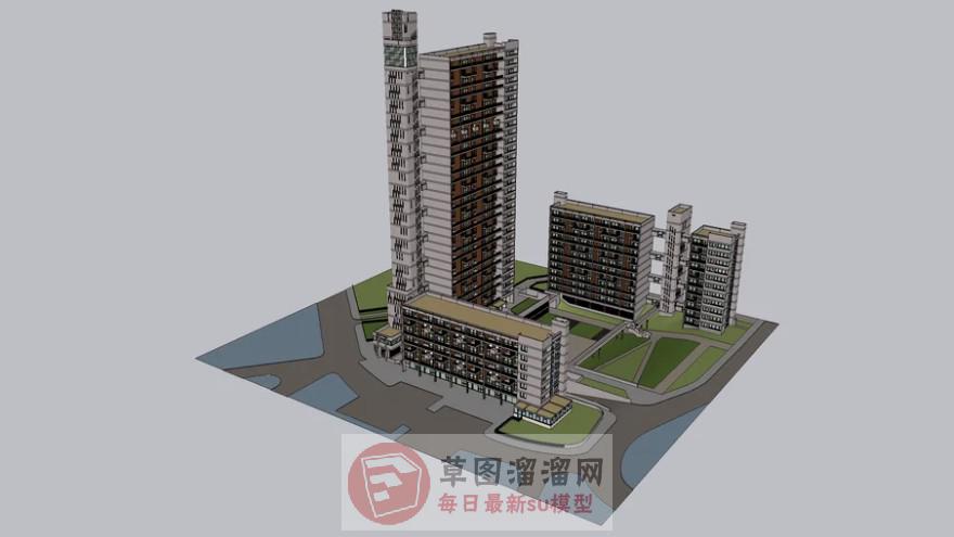 小区高层建筑SU模型 1