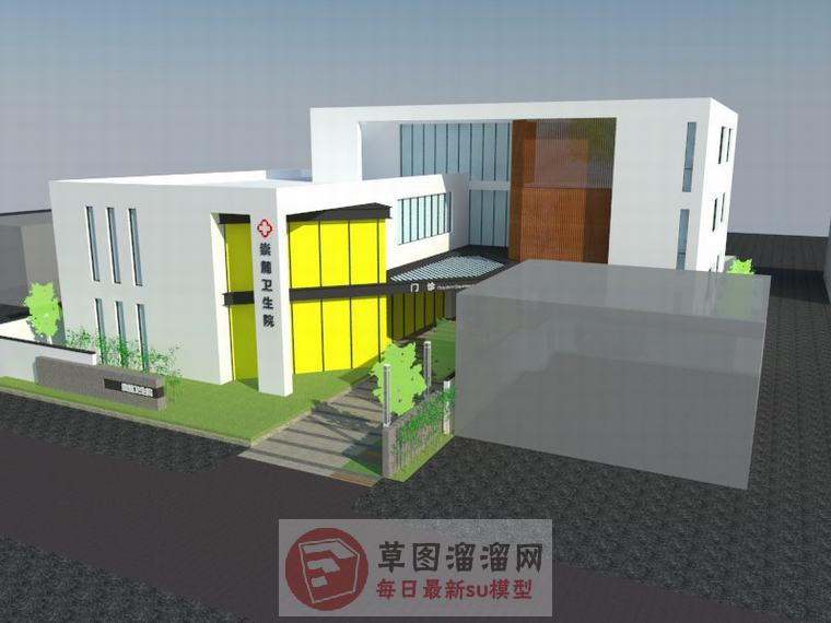 中式卫生院建筑SU模型 1