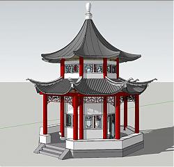 中式古建亭子SU模型 免费sketchup模型下载