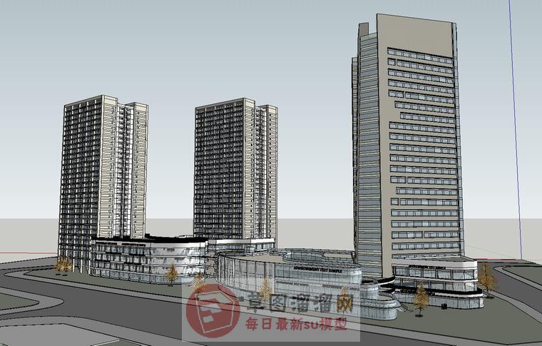 商业综合体建筑SU模型 1