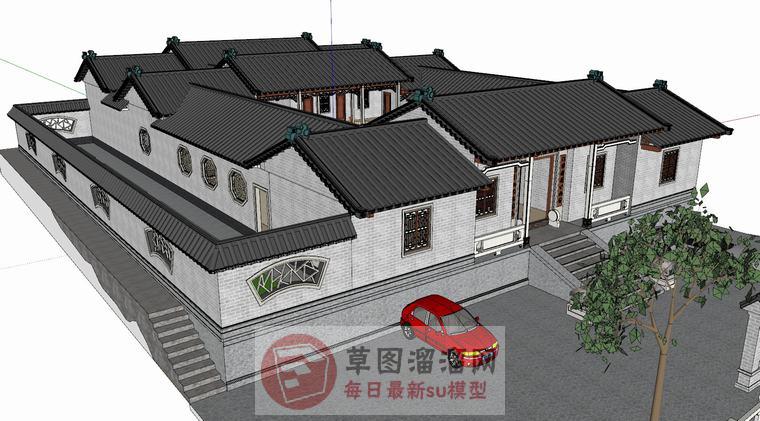 四合院建筑SU模型 3