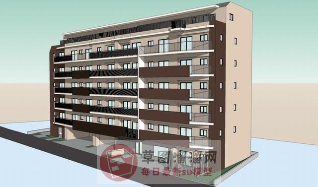 宿舍楼建筑SU模型 1