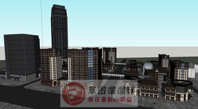 欧式综合体建筑SU模型 1