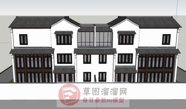 中式别墅建筑SU模型 2