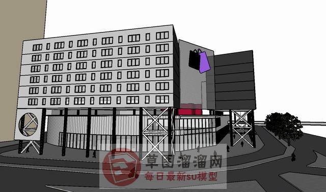 购物中心转角建筑SU模型 2