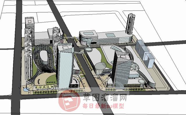 商业综合体建筑SU模型 2