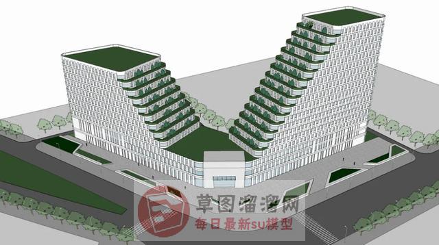 高层建筑梯形SU模型 1