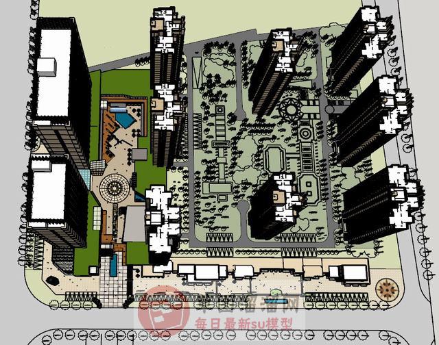 欧式高层小区SU模型 1