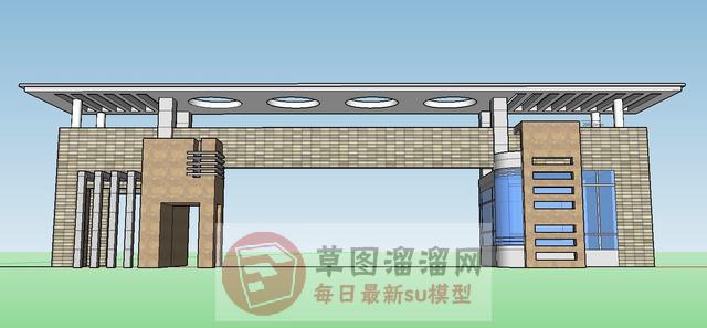 学校大门校门口SU模型 1