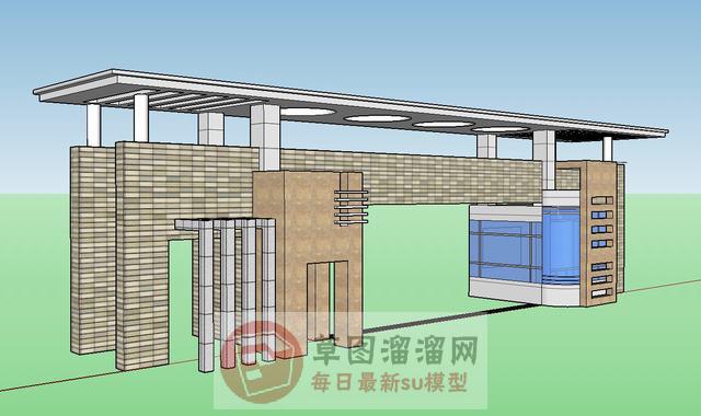 学校大门校门口SU模型 2