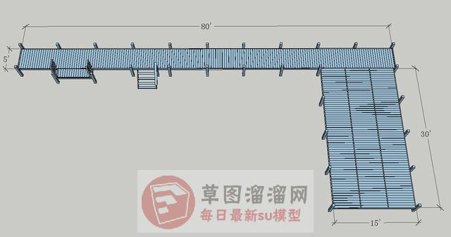 栈道木桥SU模型 1