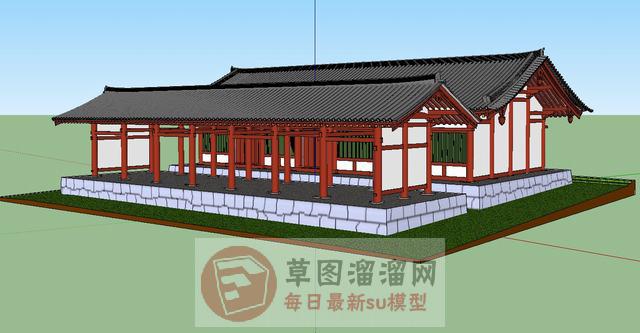 日式古建禅房SU模型 1