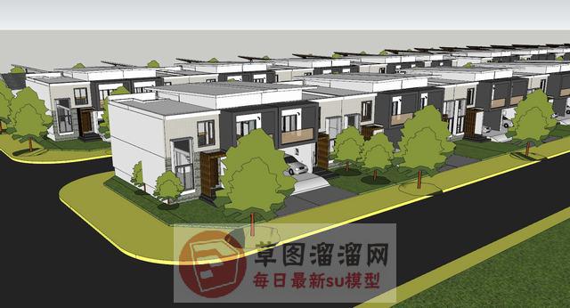 联排别墅住宅SU模型 1