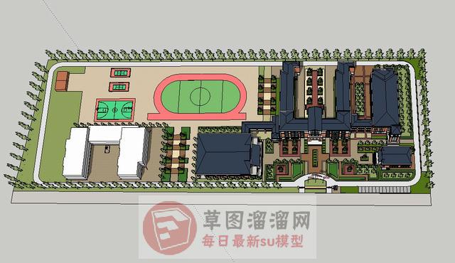 小学学校建筑SU模型 1