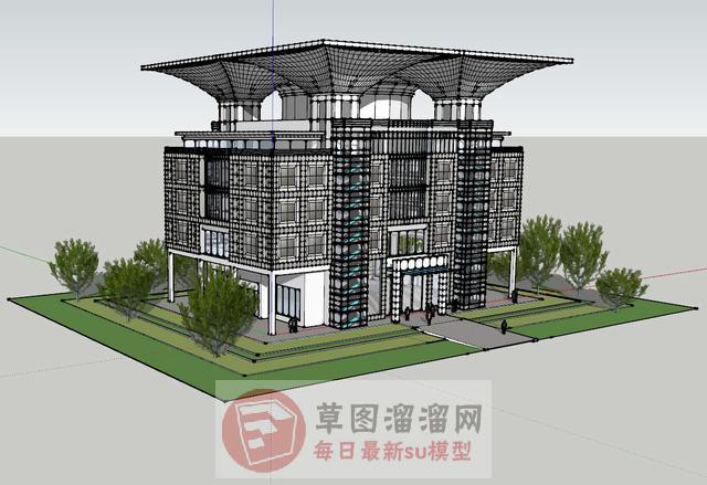 创意酒店建筑SU模型 2