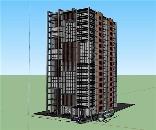 独栋办公楼建筑SU模型 1