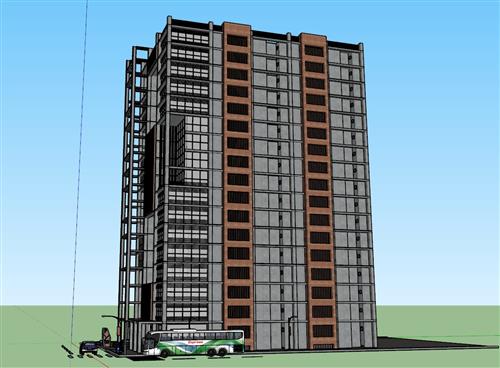 独栋办公楼建筑SU模型 3