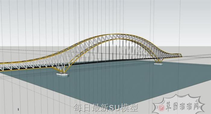 大桥桥梁建筑SU模型 1