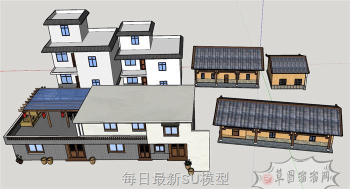 中式建筑农村SU模型 1