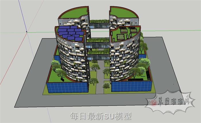 环保建筑住宅SU模型 1