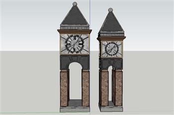 欧式钟楼建筑SU模型 免费sketchup模型下载