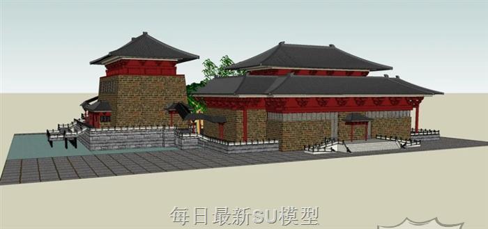 中式汉唐古建筑SU模型 2