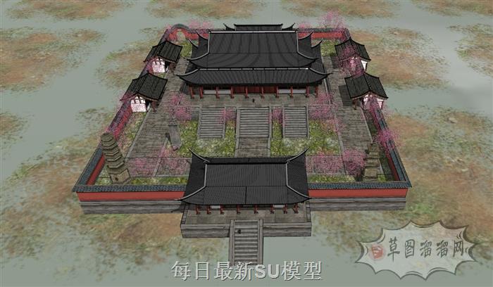 寺庙宫殿古建筑SU模型 1