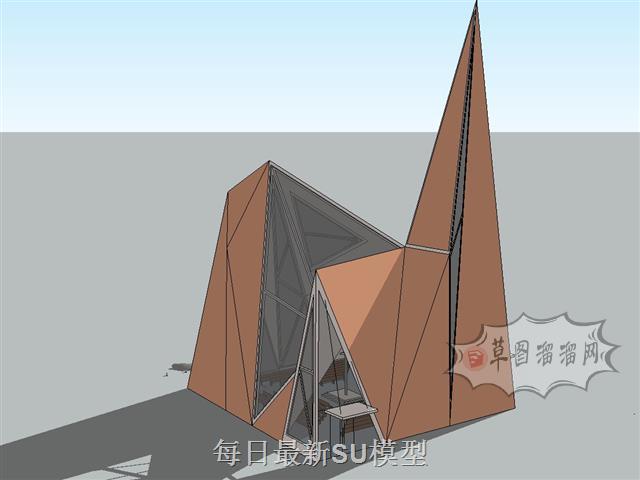 异形建筑教堂SU模型 1