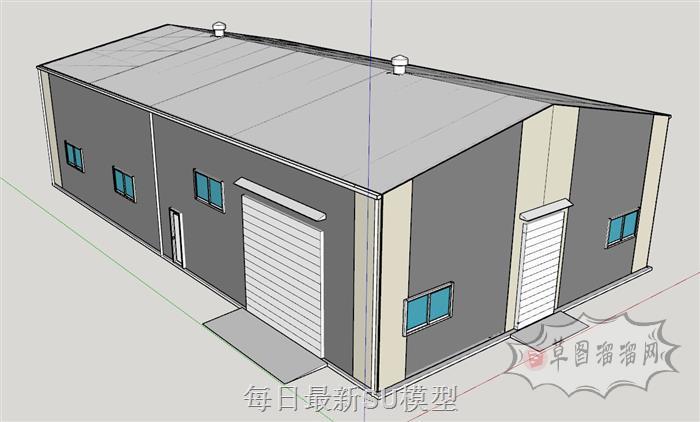 工厂厂房建筑SU模型 1