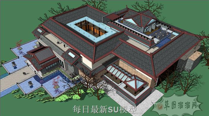 中式汉唐风建筑SU模型 2