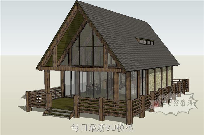 木屋住宅建筑SU模型 1