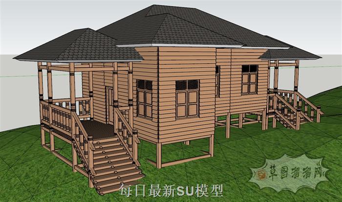 山地木屋小屋SU模型 1