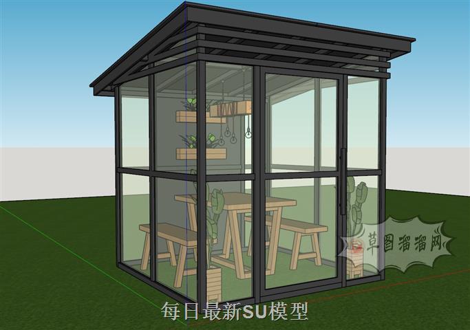 阳光房餐厅小屋SU模型 2