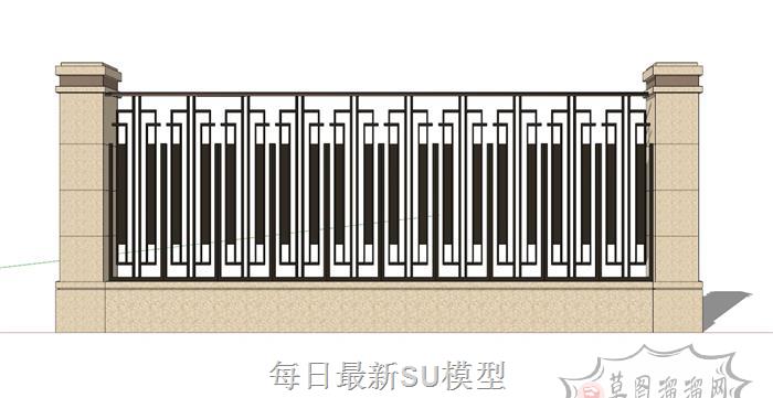 铁艺围墙SU模型 1