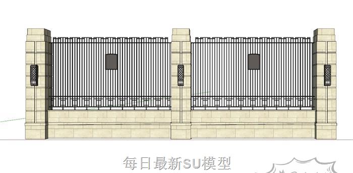 铁艺围墙SU模型 1