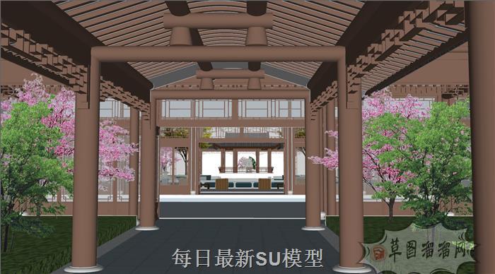 中式古建园林SU模型 3