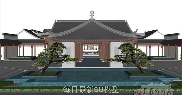 中式古建园林SU模型 2