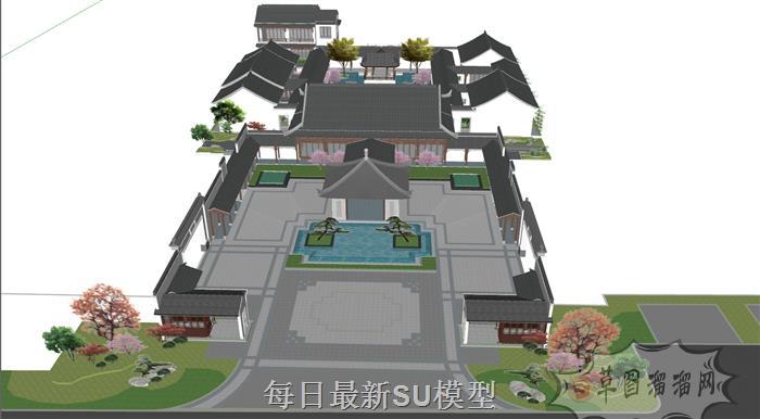 中式古建园林SU模型 1