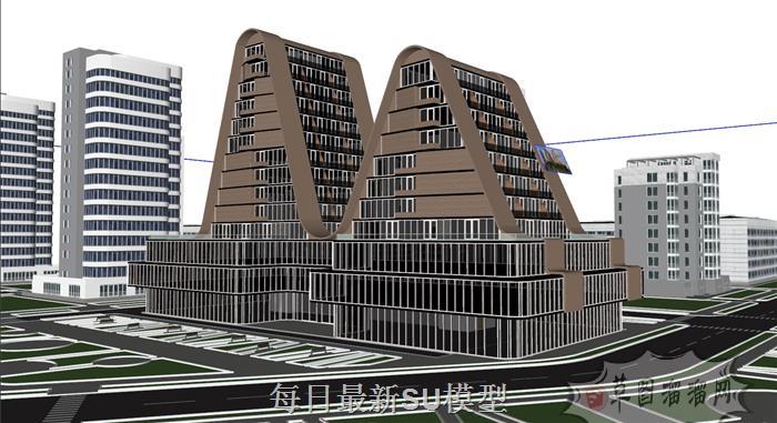 现代异形建筑SU模型 1