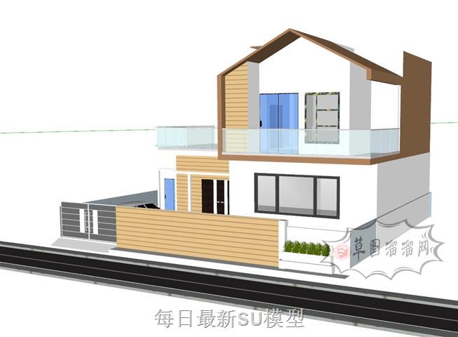 沿街住宅别墅SU模型 2