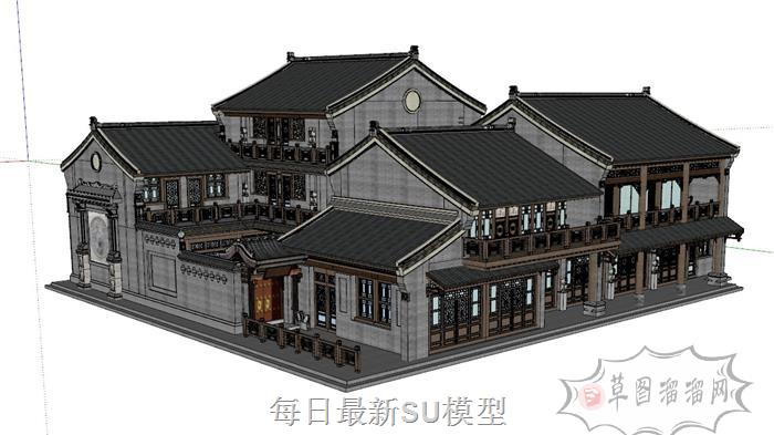 中式合院古建筑SU模型 2