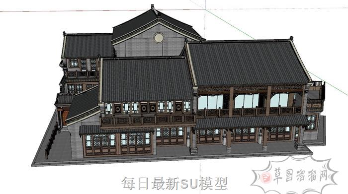 中式合院古建筑SU模型 1