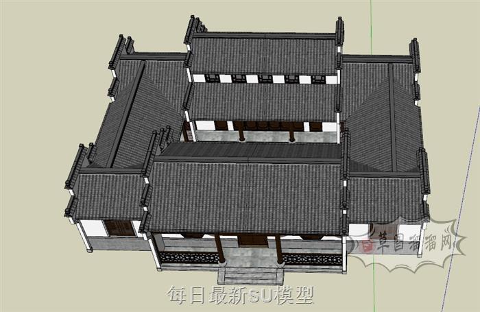 四合院建筑SU模型 1