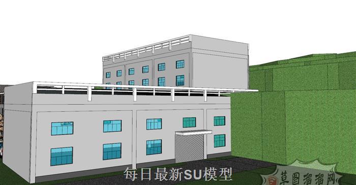 新中式办公区建筑SU模型 6