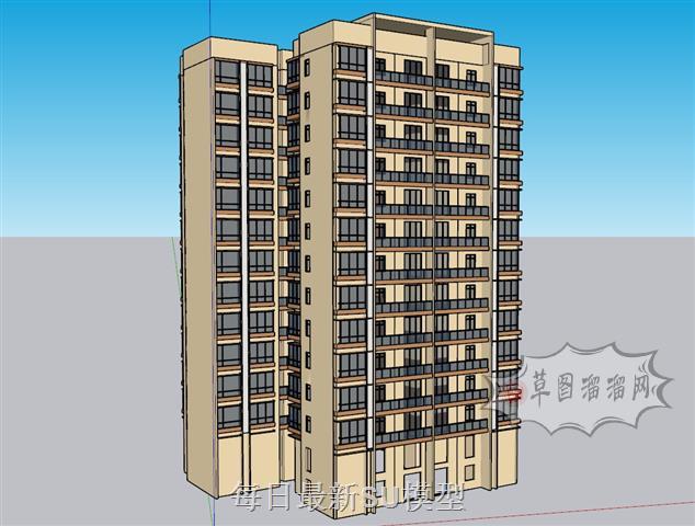 公寓楼建筑住宅楼SU模型 1