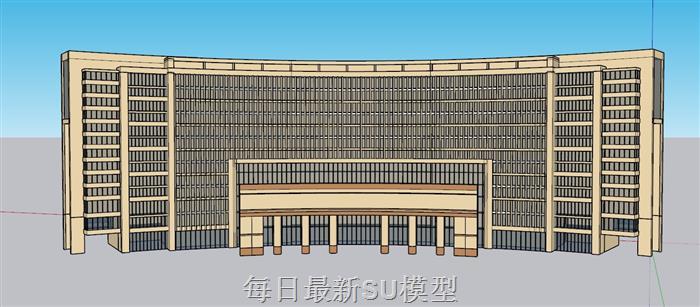 弧形办公楼建筑SU模型 1