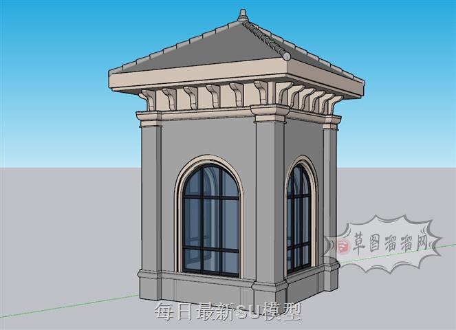 门卫厅保安亭SU模型 1