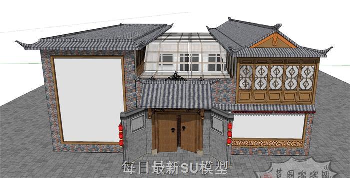 藏式合院建筑SU模型 1