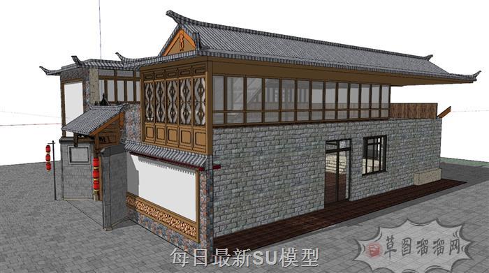 藏式合院建筑SU模型 2