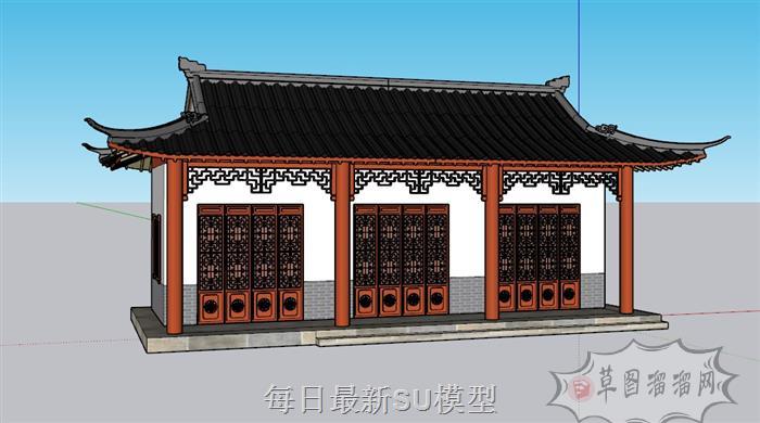 中式庙宇古建SU模型 1